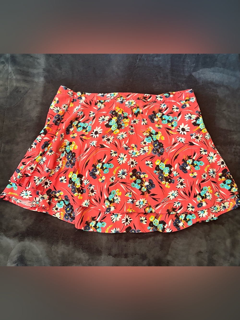 L'Amour Coral Floral Mini Skirt